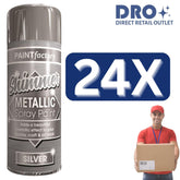 24X - Paint Factory Metallic Silver Spray Paint 200ml